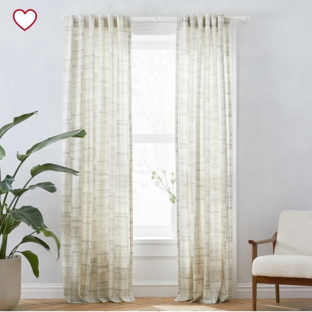 NWT West Elm Cotton Canvas Etched Grid Curtains